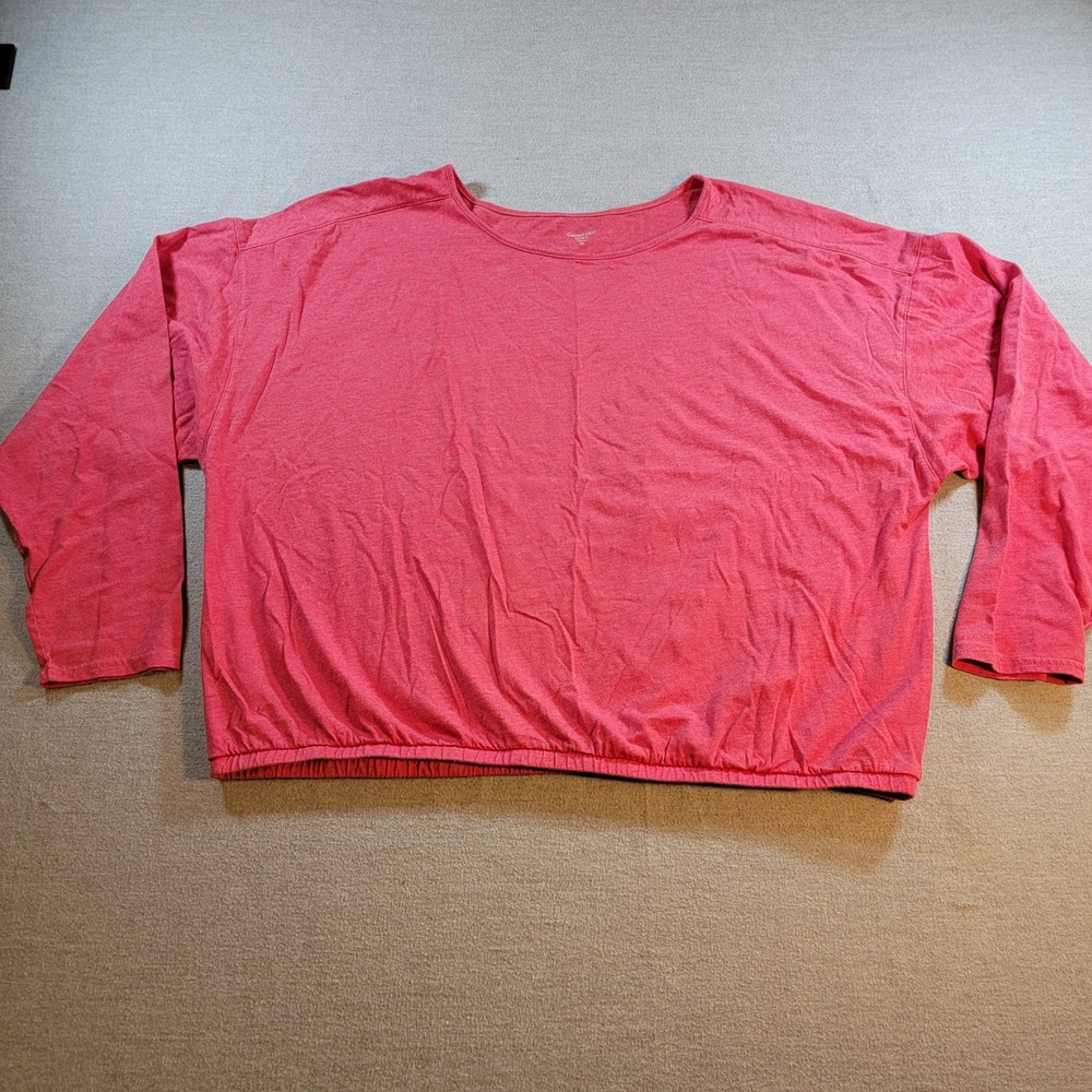 Garnet Hill Top Women XL Pink Good Organic Cotton Tencel Long Sleeve Blouson 762
